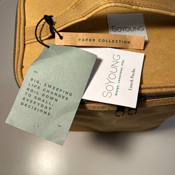 SoYoung Paper Lunch Poche, Natural Tan, Kraft Paper ORIGINAL design, NWT - Picture 3 of 13